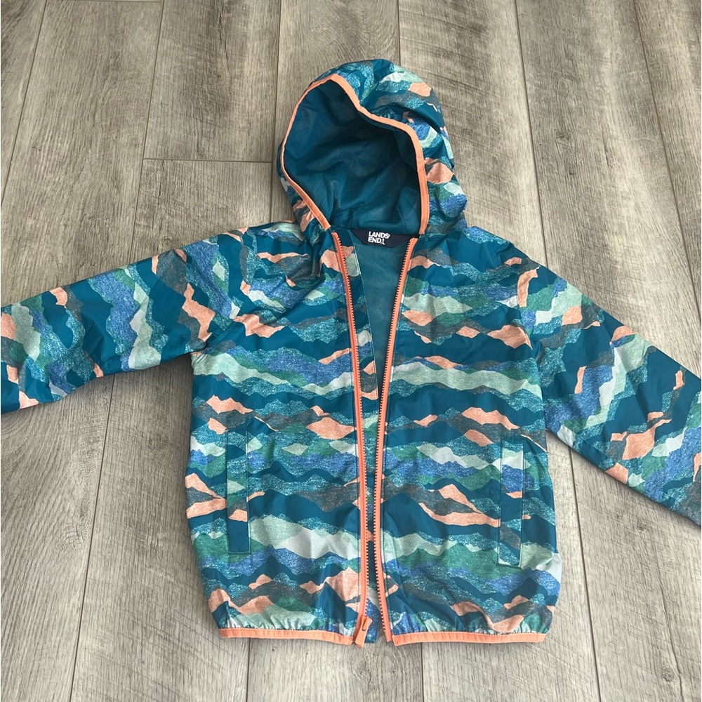 Lands End Boys Windbreaker Rain Jacket Size medium EUC